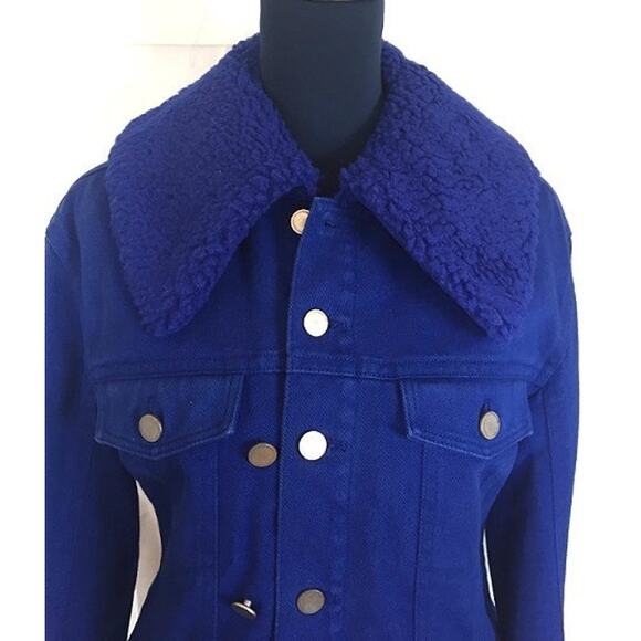 3.1 Phillip Lim Blue Denim Shearling Jacket - Picture 2 of 6